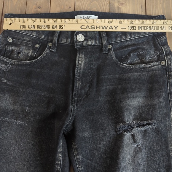 Moussy Vintage Women’s Faded Black Distressed Mid Rise Jeans - Picture 6 of 12